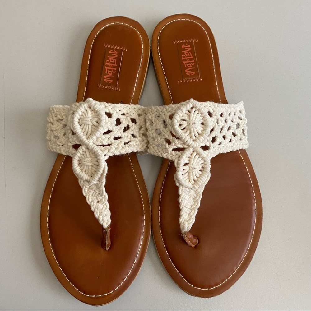 Crochet thong sandals size 9  white madlove beach